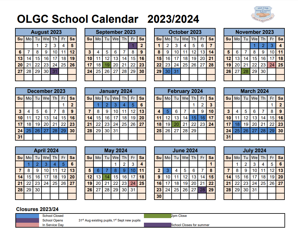 School Calendar - Our Lady of Good Counsel